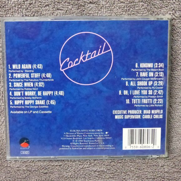 Cocktail Original Motion Picture Soundtrack CD 1988 Elektra Records - Picture 3 of 10